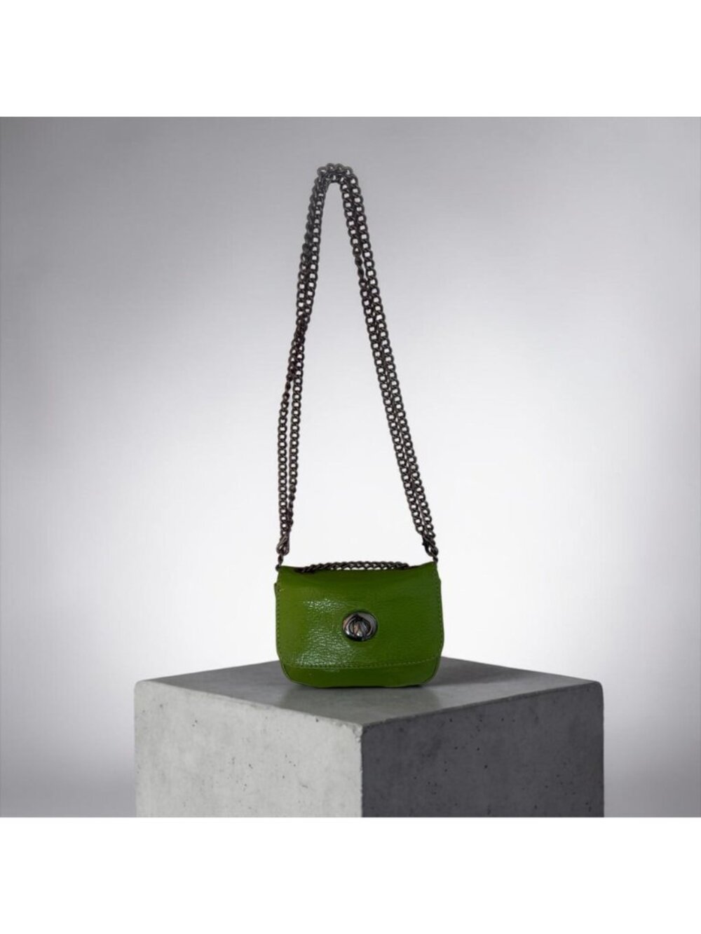 VTG HOBO International Mini Bag Green Patent Leather Turn Lock Convertible Pouch - Picture 5 of 11
